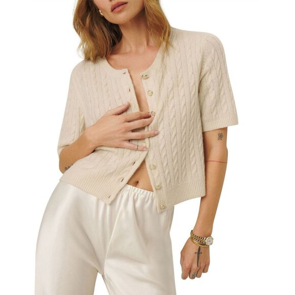 Reformation Claire Cashmere Cardigan Sugar Size XS - Picture 3 of 8